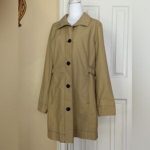 Eddie Bauer Trench Coat/Jacket Button Front Mid Length Classic Staple Neutral L
